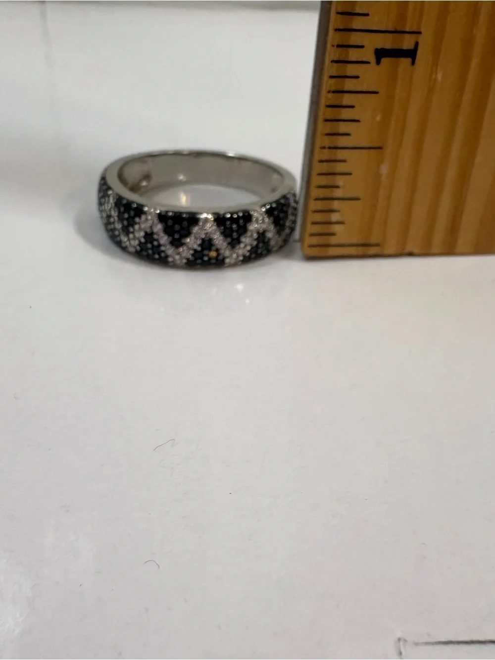 Bella Luce Black Spinel & White Diamond Simulant 925 Sterling Silver Ring Sz 12